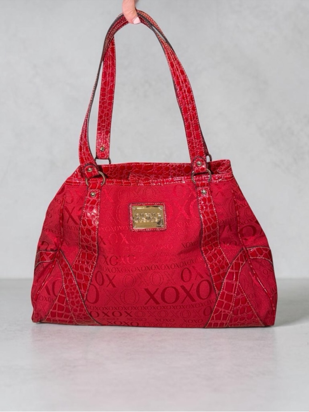 XOXO Y2K Red Tote Bag with Top Handles